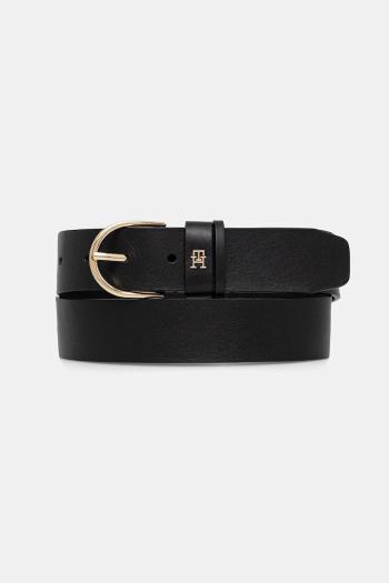 Kožený opasok Tommy Hilfiger čierna farba, AW0AW17757