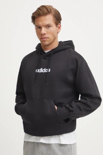 Mikina adidas Essentials Linear pánska, čierna farba, s kapucňou, s potlačou, JN1759