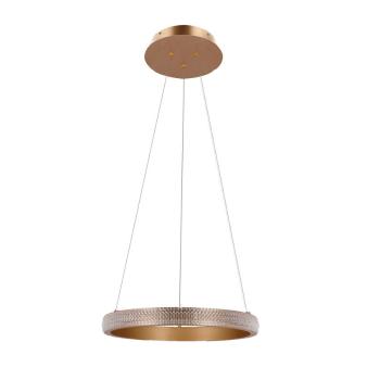 ZÁVESNÁ LAMPA HASHIM 40CM MATNÁ TMAVO ZLATÁ 22W LED KRYŠTÁLY ČÍRE