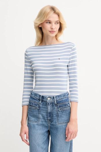 Bavlnené tričko s dlhým rukávom Tommy Hilfiger čierna farba, WW0WW40589