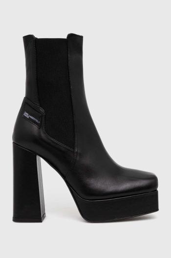 Kožené topánky chelsea Karl Lagerfeld Jeans STAK HEEL II dámske, čierna farba, na podpätku, KLJ93140