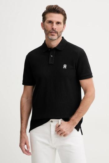 Bavlnené polo tričko Tommy Hilfiger pánske, čierna farba, s nášivkou, MW0MW33167