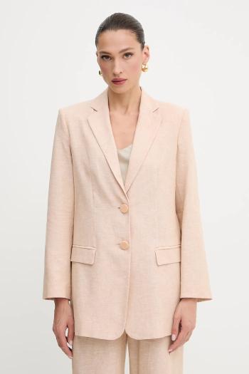 Ľanové sako Armani Exchange béžová farba, jednoradové, jednofarebné, XW000464 AF12813