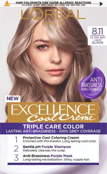 L'ORÉAL PARIS Excellence Cool Creme permanentná farba 8.11 Ultra popol svetlá blond 192 ml