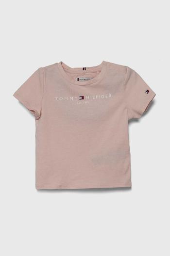 Detské bavlnené tričko Tommy Hilfiger ružová farba