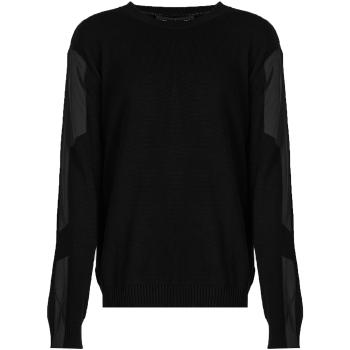 Les Hommes  LKK112 603A | Classic Fit Jumper with Nylon Detail on Sleeves  Svetre Čierna