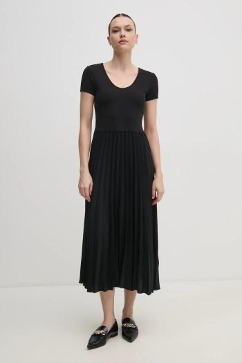 Šaty Tommy Hilfiger čierna farba, midi, áčkový strih, WW0WW44618