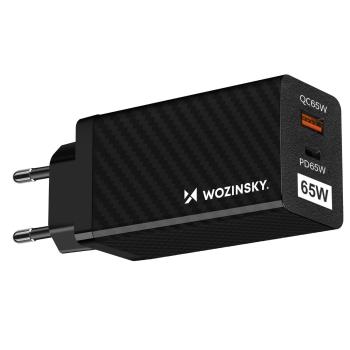 WOZINSKY GaN2 Lite GaN 65W Rýchlonabíjačka USB + USB Typ-C čierna