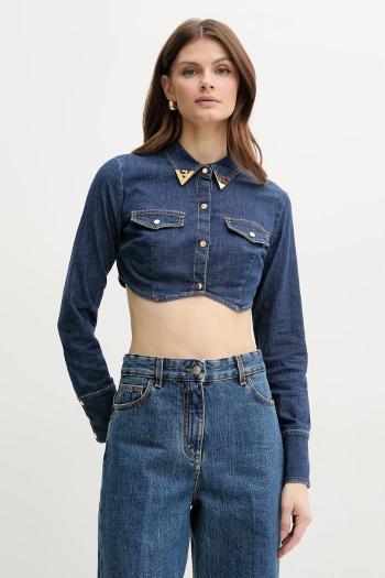 Rifľová košeľa Elisabetta Franchi dámska, slim, s klasickým golierom, CJ34D51E2