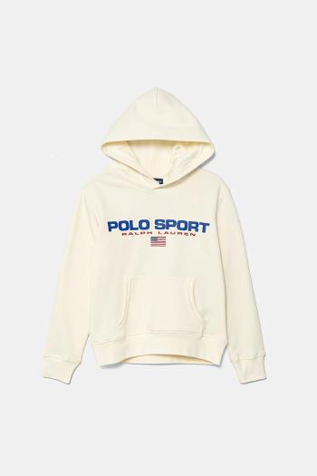 Detská mikina Polo Ralph Lauren béžová farba, s kapucňou, s potlačou, 323962111005
