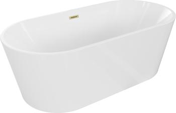 MEXEN/S - Luna vaňa voľne stojaca 180 x 80, biela, sifón a prepad zlatá kartáčovaná 52031808000-55