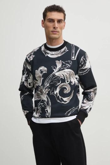 Bavlnená mikina Versace Jeans Couture pánska, čierna farba, vzorovaná, 78GAI3R0 FS190