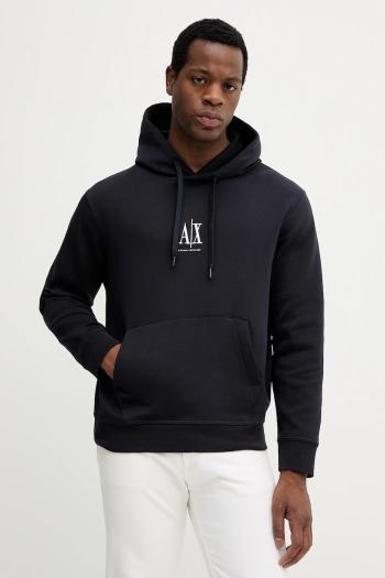 Mikina Armani Exchange čierna farba, s kapucňou, s nášivkou, XM000369 AF10818