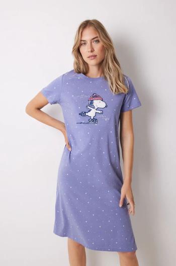 Bavlnená nočná košeľa women'secret SNOOPY fialová farba, bavlnená, 4448055