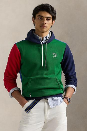Mikina Polo Ralph Lauren pánska, zelená farba, s kapucňou, jednofarebná, 710964429