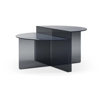 Szürke üveg kerek dohányzóasztal szett 2 db-os ø 80 cm Velta – MOME