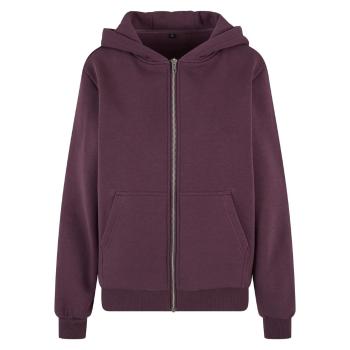 Build Your Brand Hebká dámska mikina na zips Fluffy - Slivková | XL