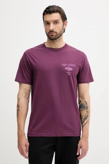 Bavlnené tričko Rip Curl pánske, fialová farba, s potlačou, 0CAMTE