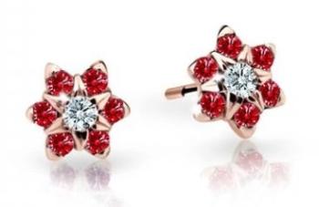 Cutie Jewellery Pôvabné detské náušnice z ružového zlata C2152-30-X-4 červená
