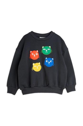 Detská bavlnená mikina Mini Rodini Cool cats čierna farba, s potlačou, 2512011999