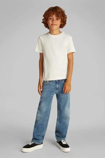 Detské bavlnené tričko Calvin Klein Jeans biela farba, jednofarebný, IB0IB02451
