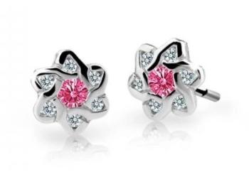 Cutie Jewellery Detské náušnice z bieleho zlata C2149-30-X-2 fuchsiová