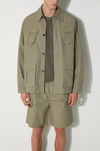 Bavlnená bunda MKI MIYUKI ZOKU Ripstop Cargo Jacket zelená farba, prechodná, oversize, RIPSTOP.CARGO.JACKET