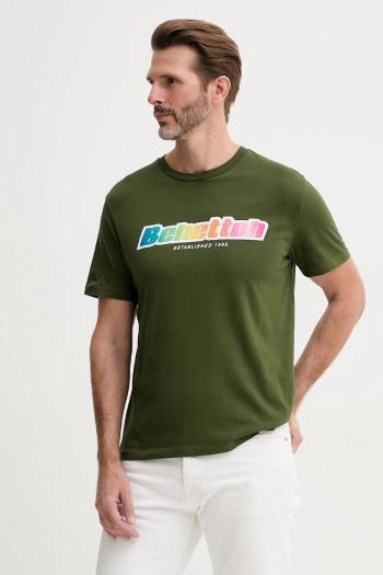 Bavlnené tričko United Colors of Benetton pánske, fialová farba, s potlačou, 3I1XU1096