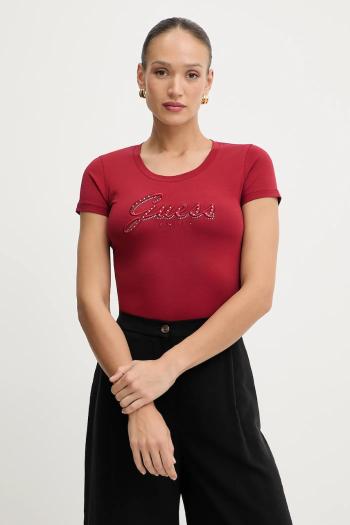 Tričko Guess dámske, bordová farba, W5YI46 J1314