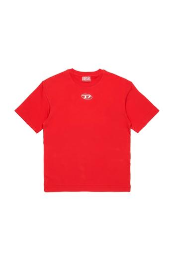 Detské bavlnené tričko Diesel TMARCUS OVER T-SHIRT červená farba, jednofarebné, J02022