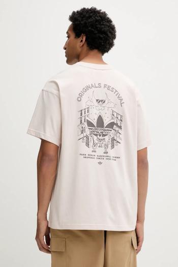 Bavlnené tričko adidas Originals Street Band Tee pánske, béžová farba, s potlačou, KQ9956