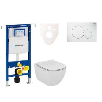 Cenovo zvýhodnený závesný WC set Geberit do ľahkých stien / predstenová montáž + WC Ideal Standard Tesi 111.355.00.5NE1