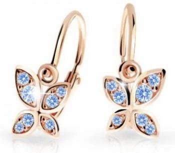 Cutie Jewellery Detské náušnice z ružového zlata Motýliky C2259-10-X-4 svetlo modrá