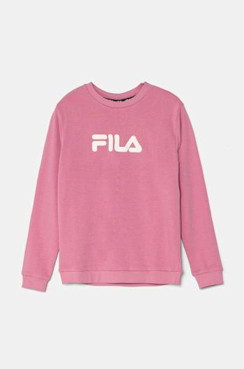 Detská mikina Fila ružová farba, s potlačou