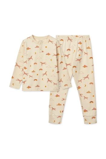 Detské bavlnené pyžamo Liewood Wilhelm Printed Pyjamas Set béžová farba, vzorované, LW19854
