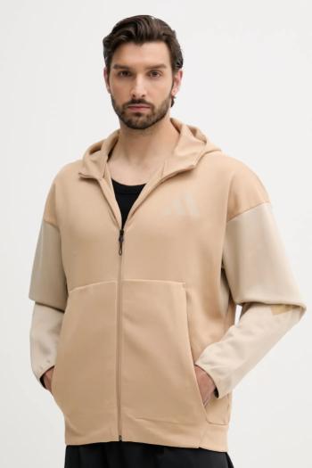 Mikina adidas x Z.N.E béžová farba, s kapucňou, s potlačou, JY4833