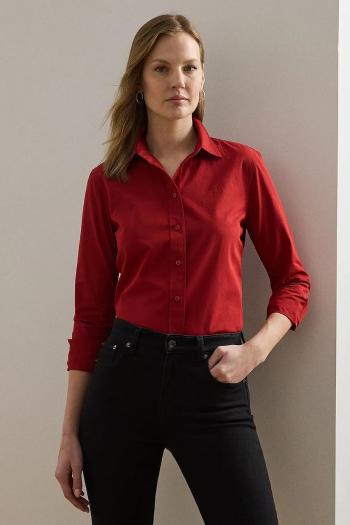Bavlnená košeľa Lauren Ralph Lauren červená farba, regular, s klasickým golierom, 200925378