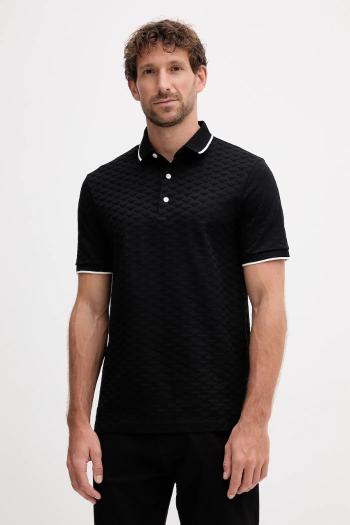 Bavlnené polo tričko Emporio Armani čierna farba, jednofarebné