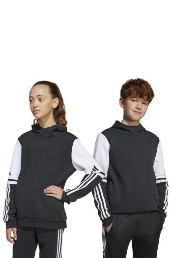 Detská mikina adidas Performance čierna farba, s kapucňou, vzorovaná, JE2768