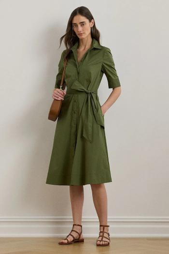 Šaty Lauren Ralph Lauren zelená farba, mini, áčkový strih