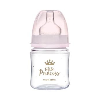 CANPOL BABIES Fľaša sa širokým hrdlom ROYAL BABY ružová 120 ml