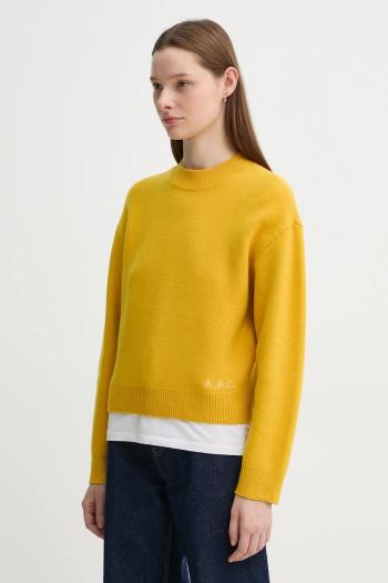 Vlnený sveter A.P.C. pull esther dámsky, žltá farba, WVBDK.F23373