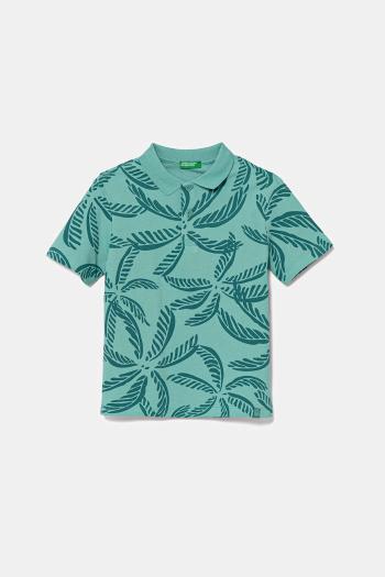 Detská bavlnená polokošeľa United Colors of Benetton zelená farba, vzorovaná, 36Y4C301W