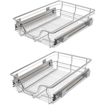 Vysúvacie drôtené košíky, 2 ks, strieborné, 400 mm (1116,94)