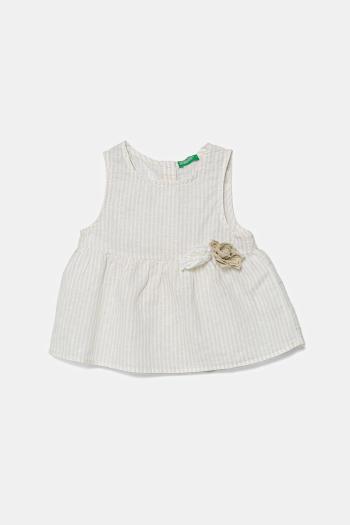 Detský ľanový top United Colors of Benetton béžová farba, 59Y6GQ02F