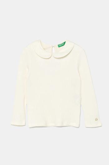 Detské tričko s dlhým rukávom United Colors of Benetton béžová farba, 3IVLG10GV