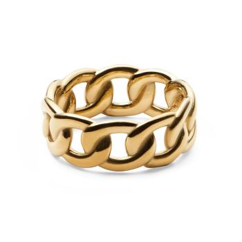 Daniel Wellington Moderný pozlátený prsteň Chunky Chain DW004008 62 mm