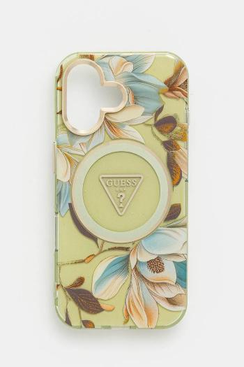 Puzdro na mobil Guess iPhone 16 zelená farba, GUHMP16SHFLPEDN