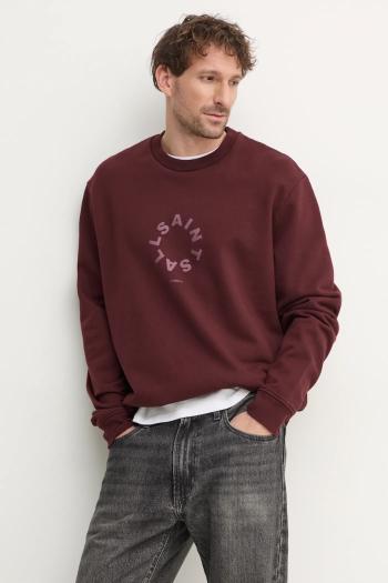 Bavlnená mikina AllSaints TIERRA CREW pánska, zelená farba, s potlačou, M035NB