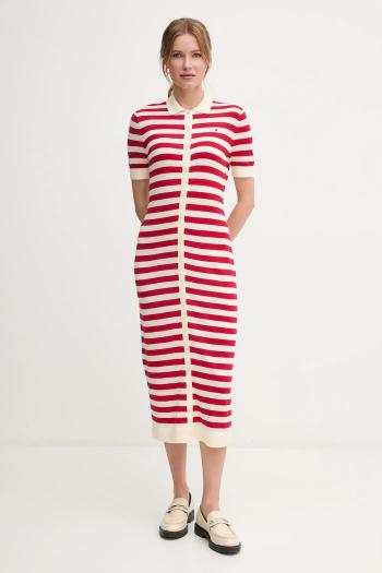 Šaty Tommy Hilfiger červená farba, midi, priliehavá, WW0WW44529